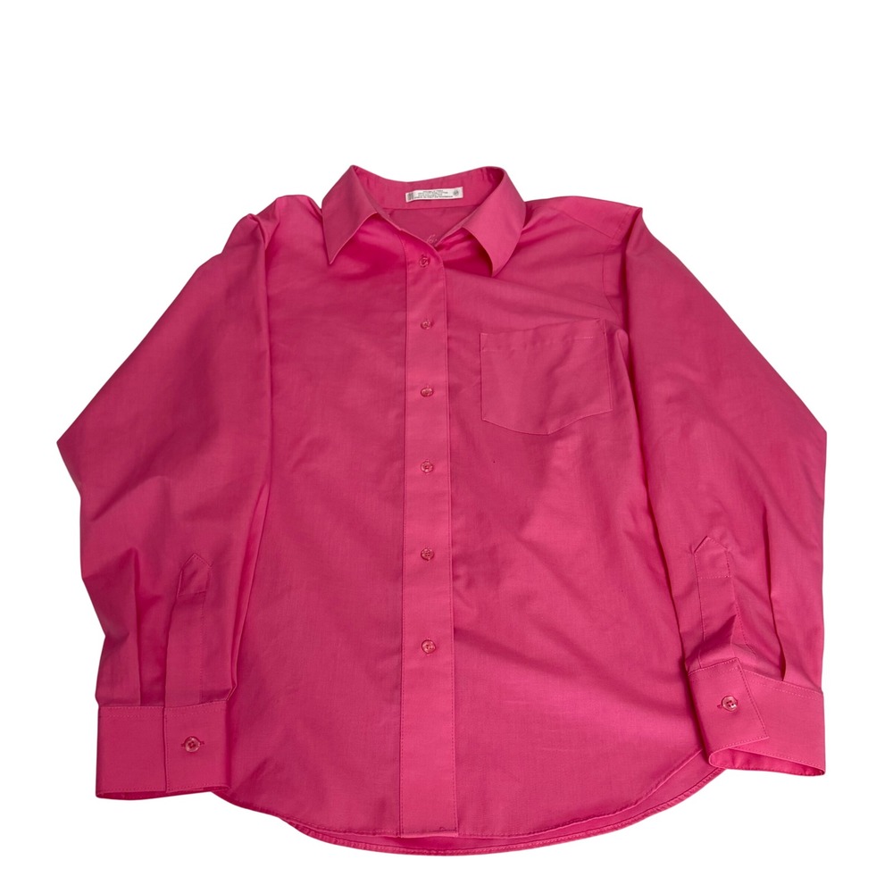 Foxcroft Womens Hot Pink Wrinkle Free Button Front Shirt Long Sleeve Size 8P